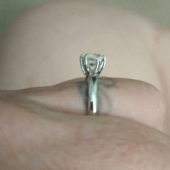 Vtg silver 18kt HGE CZ solitaire ring - Picture 2 of 5